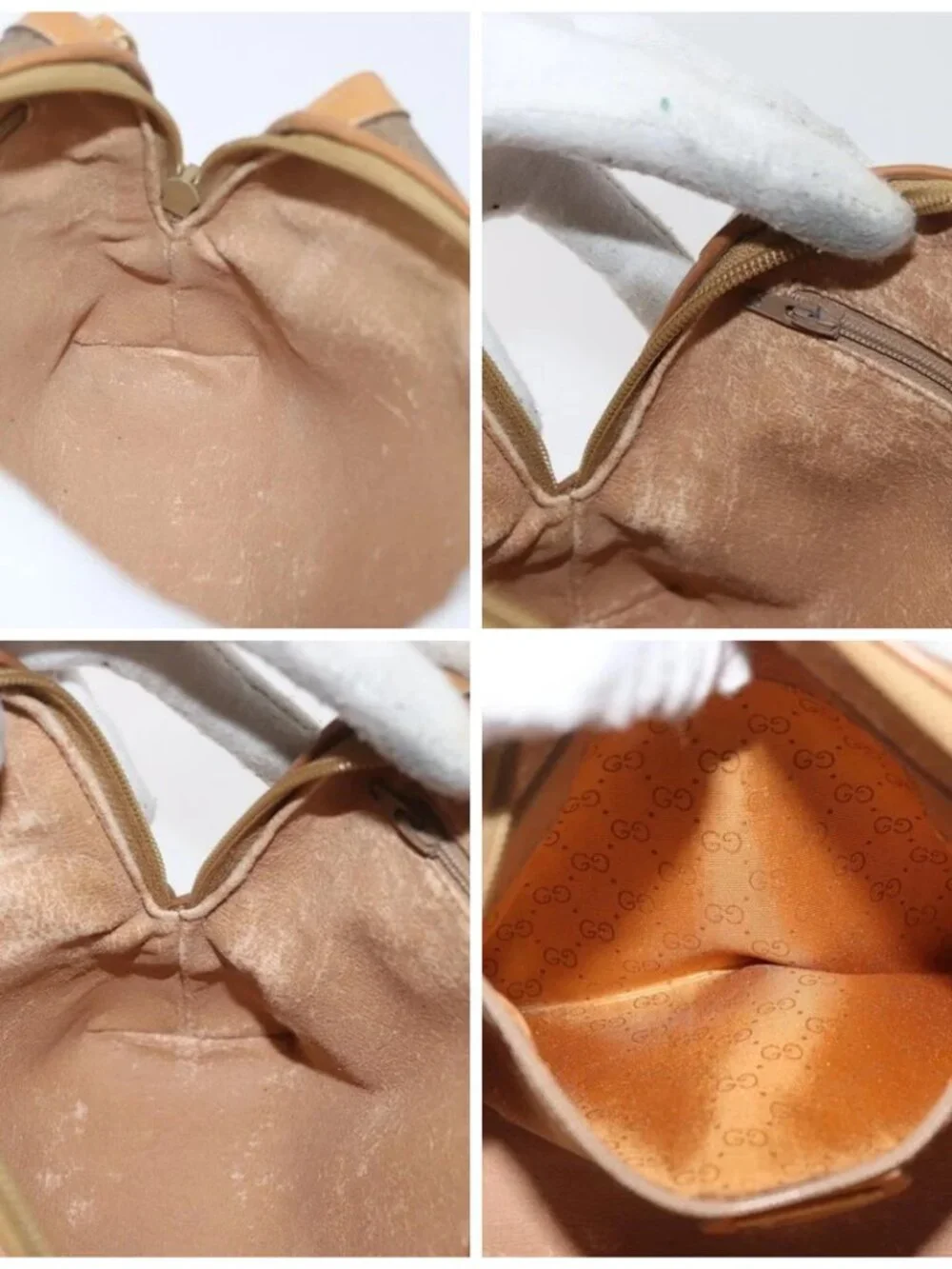 GUCCI Micro GG Supreme Shoulder Bag PVC Beige Gold 007 104 4916 Auth SW2142